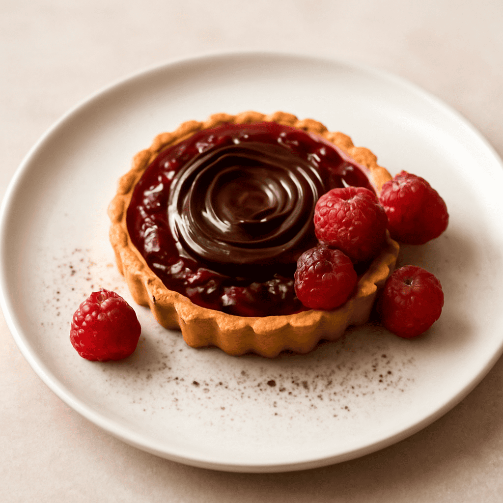 crostatina di confettura di lamponi e cioccolato