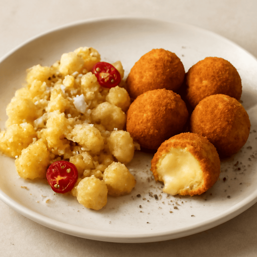 CUCULLI DI PATATE E ARANCINI CACIO E PEPE