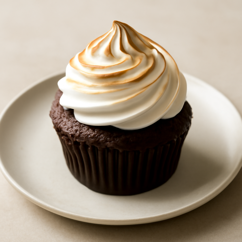 Cup cake al cacao con crema al burro meringata al cioccolato bianco