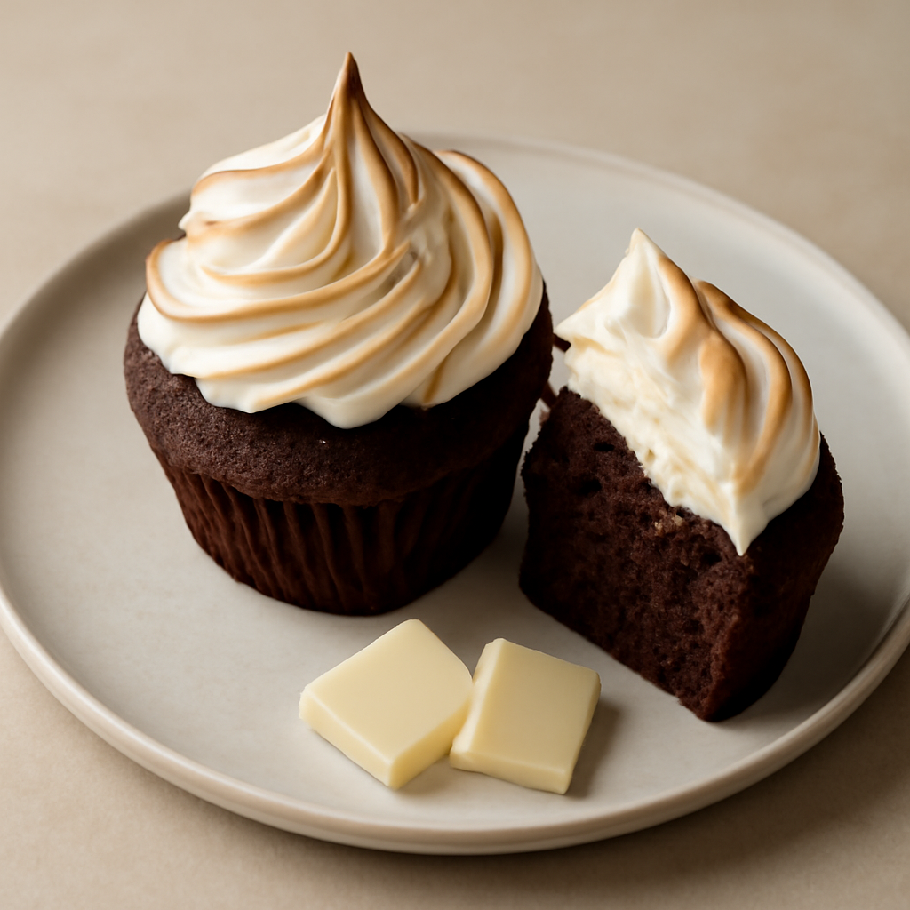 Cupcake al cacao con crema al burro meringata