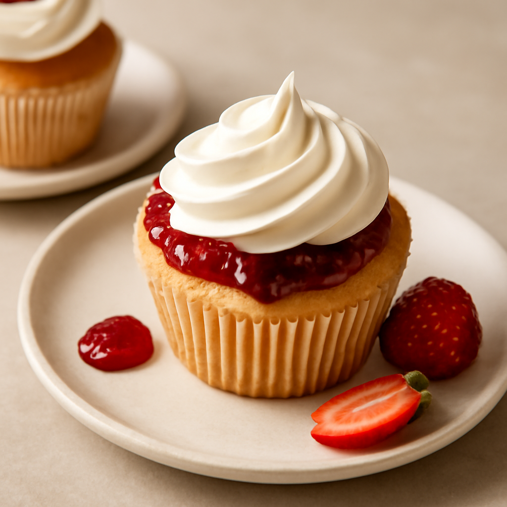 Cupcake al cioccolato bianco e confettura di fragole e lamponi