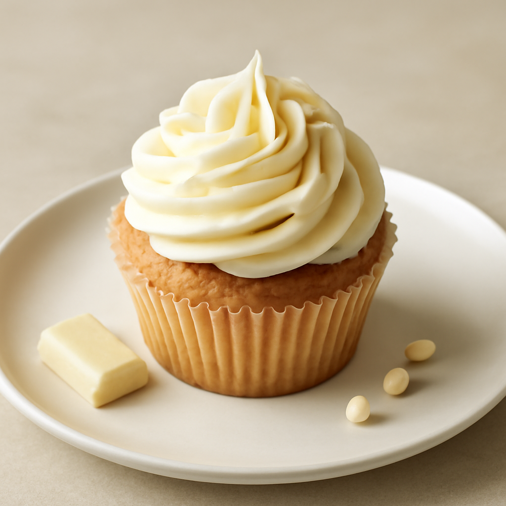 Cupcake alla vaniglia con crema al burro al cioccolato bianco e rum