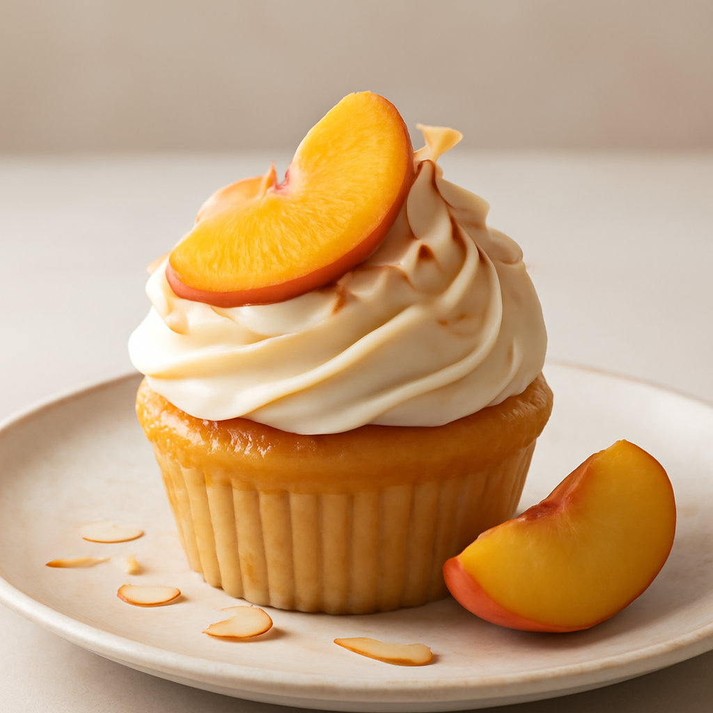 Cupcake mandorle, pesca e cioccolato bianco