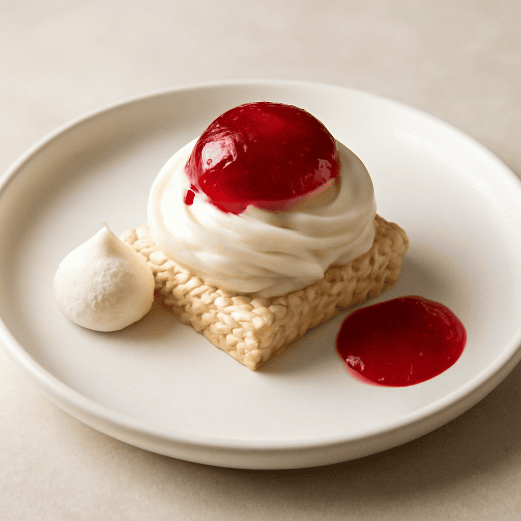 dessert alla crema chantilly con gelee ai lamponi
