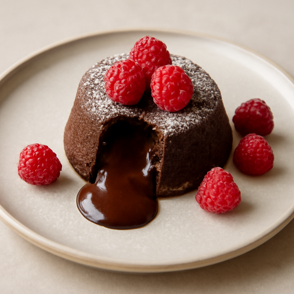 Dolce fondente cioccolato e lamponi