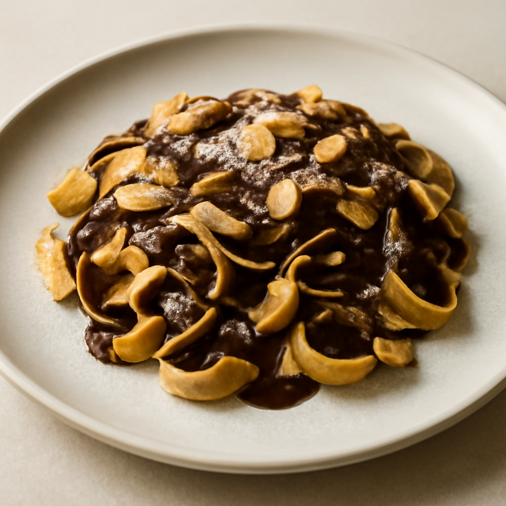 FETTUCCINE DI CREPES CON GANACHE FONDENTE