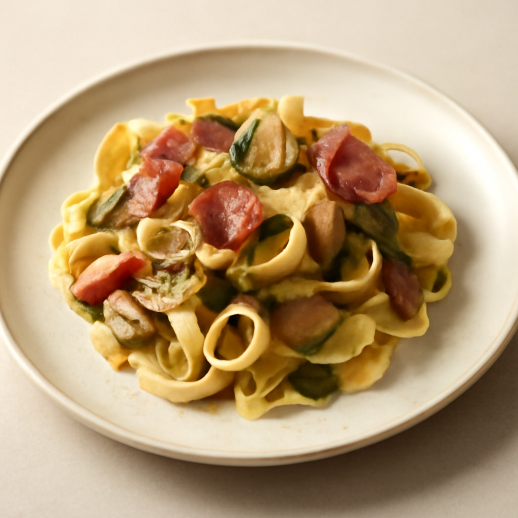 fettuccine fresche all’uovo con porcini e culatello