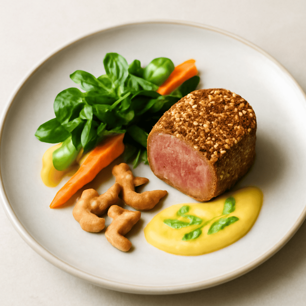 FIletto al sesamo con anacardi e giardino di verdure