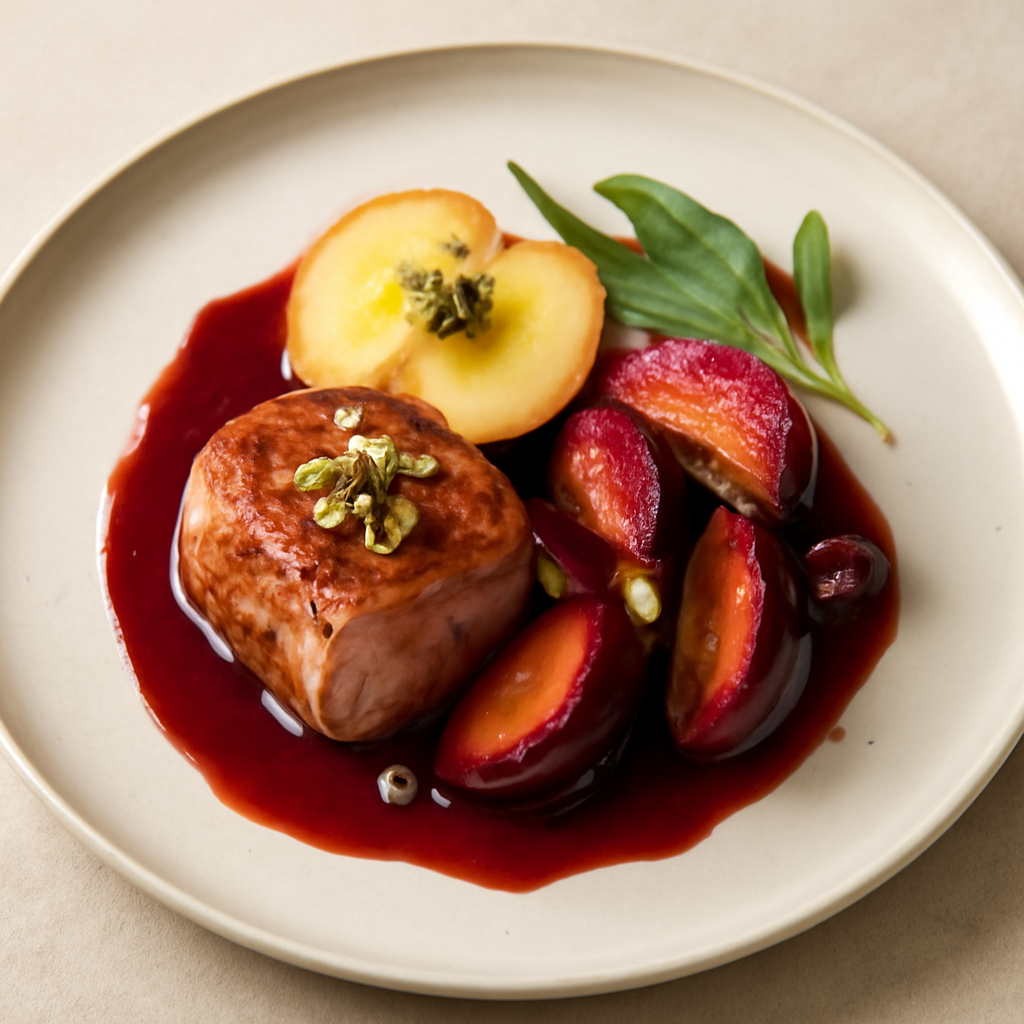 Filetto di maiale al vino rosso susine e mele Golden
