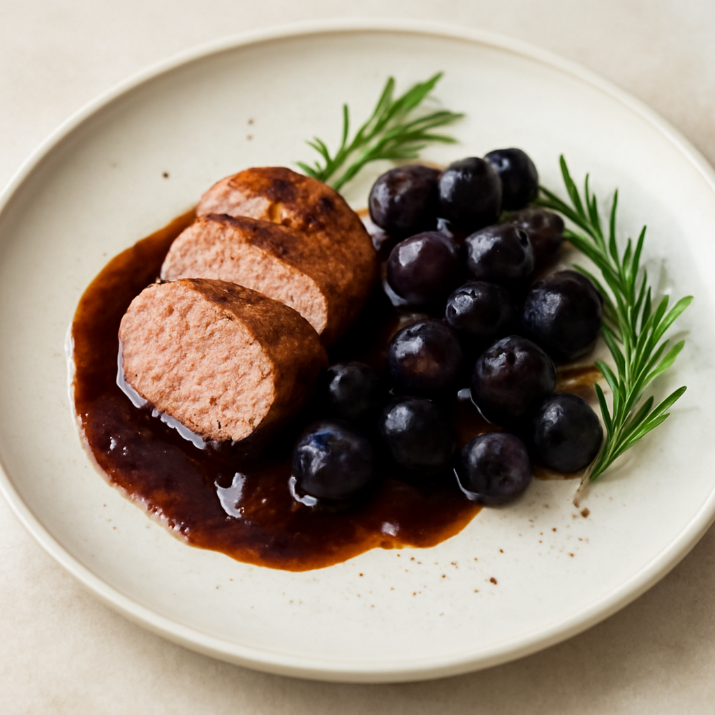 Filetto di maiale con uva,saba,rosmarino