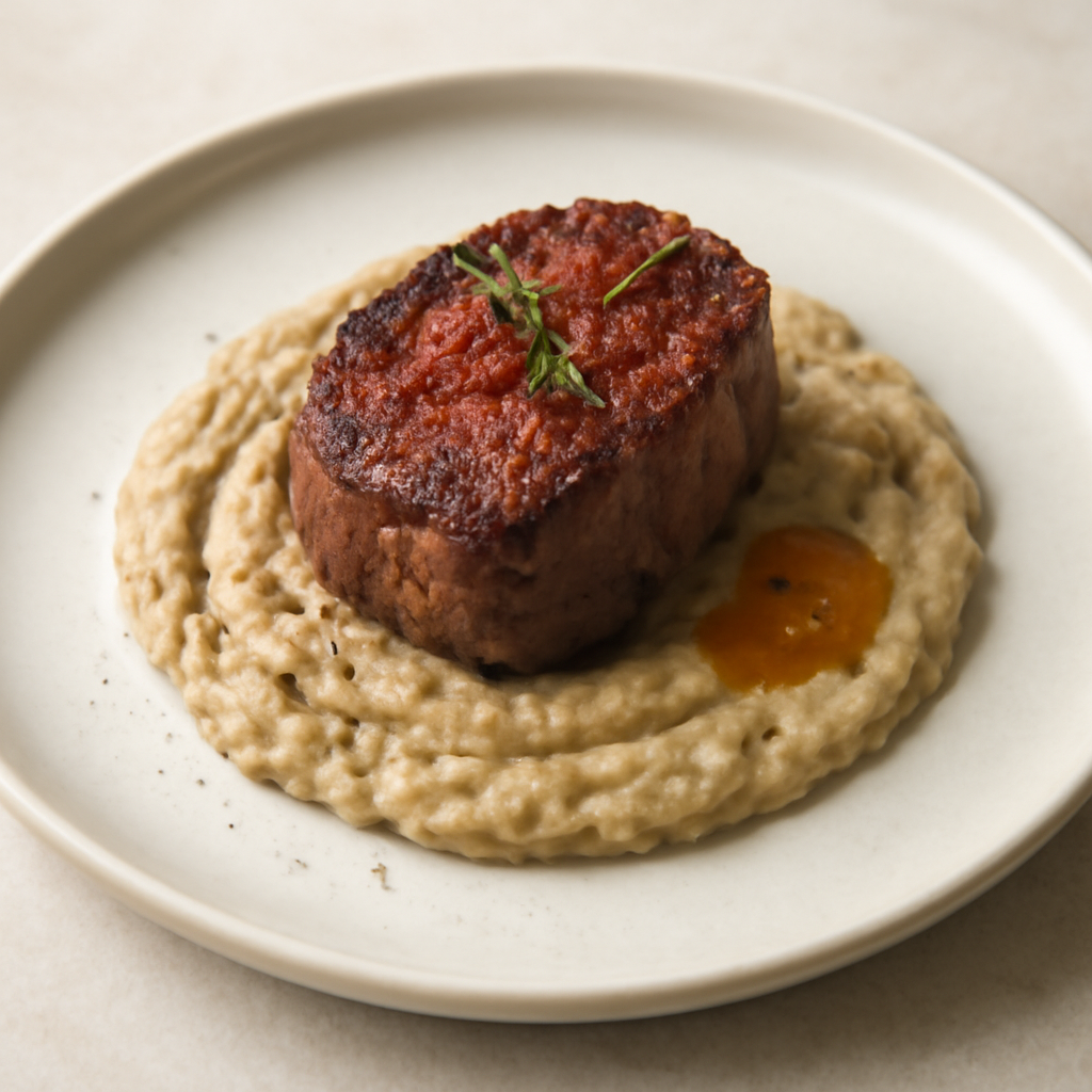 Filetto di manzo con crema di melanzane