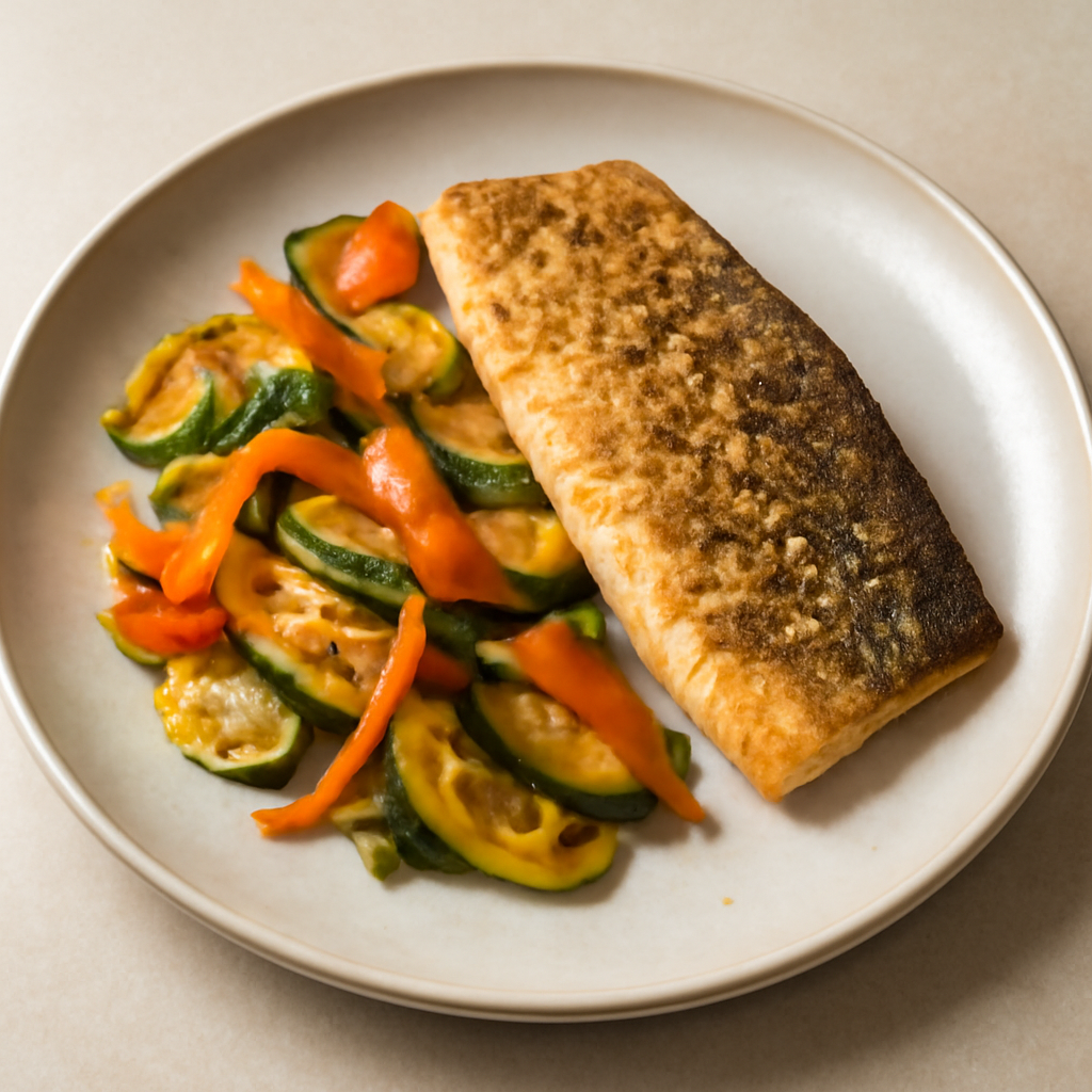 Filetto di trota con verdure saltate