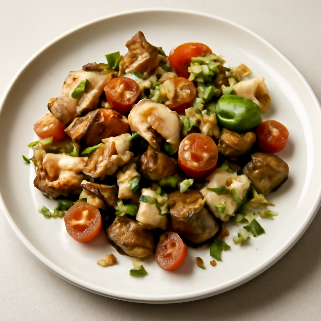 Finger di melanzane, champignon e seppia