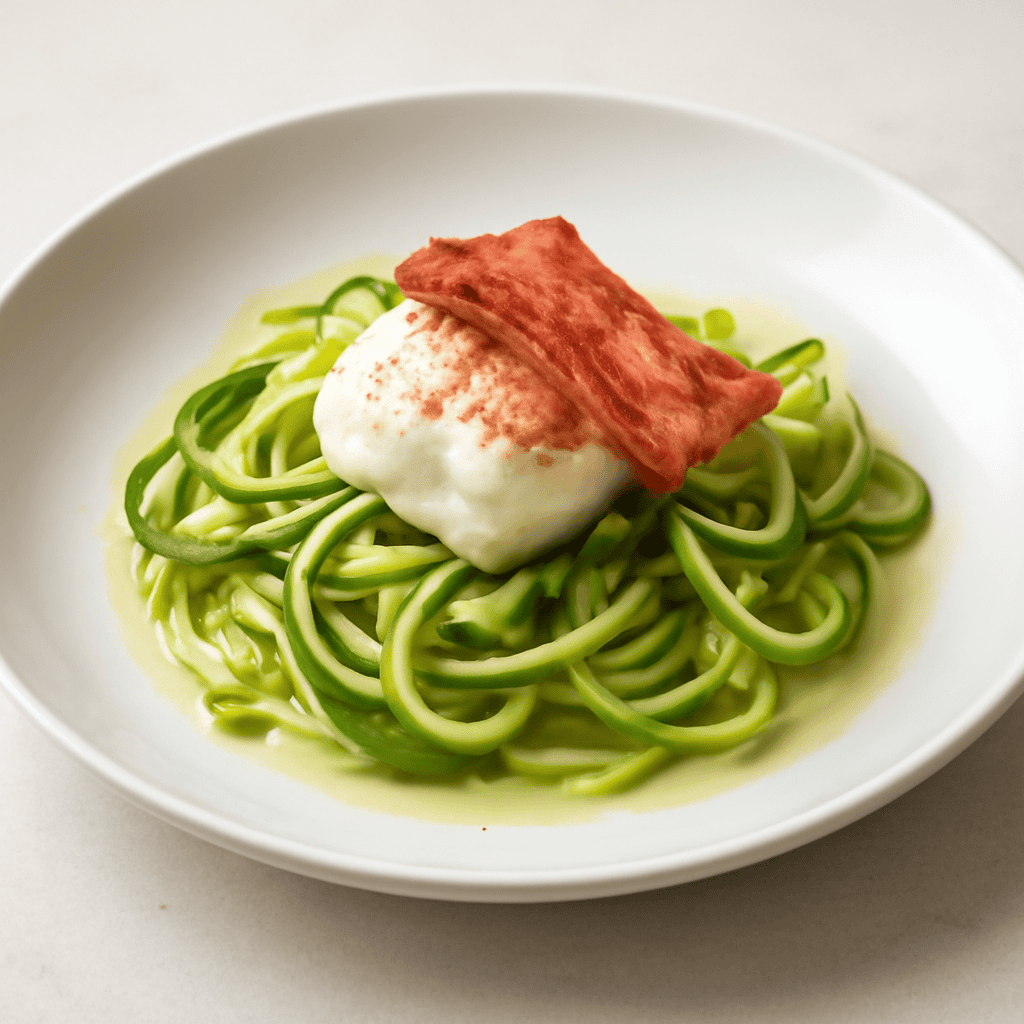 Finte tagliatelle con rana pescatrice e pancetta croccante