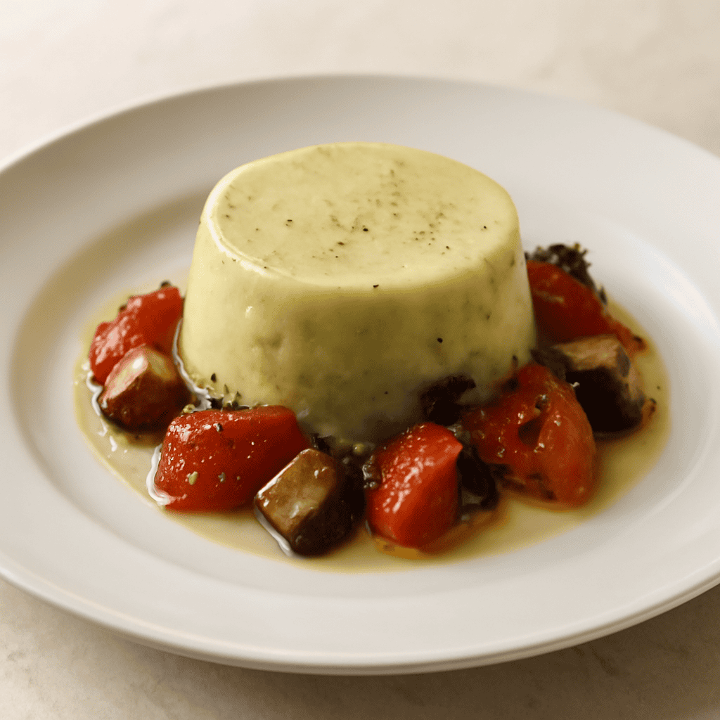 Flan di chayote e verdure candite