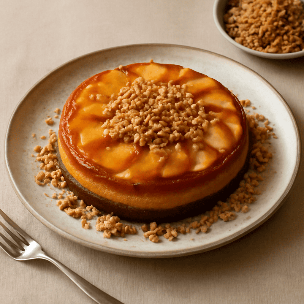 FLAN di PESCHE con granellona alle mandorle e zenzero