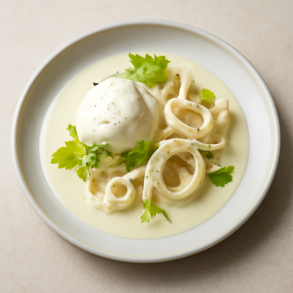 Fonduta di bufala e calamaro