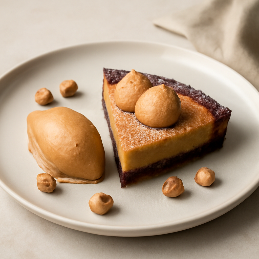 FRANGIPANE ALLE NOCCIOLE SU FROLLA AL CACAO E QUENELLE DI NOCCIOLE