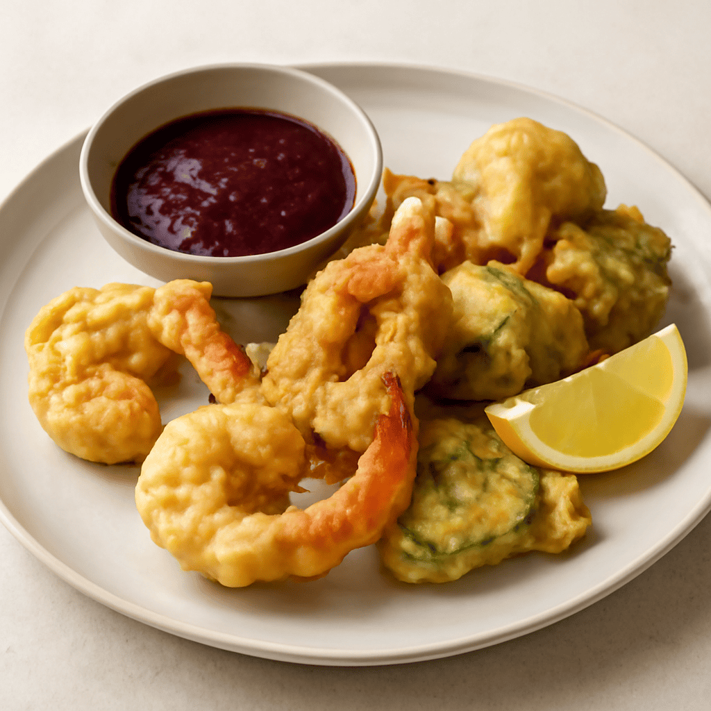 Frittelle di tempura gamberi e zucchine allo zenzero