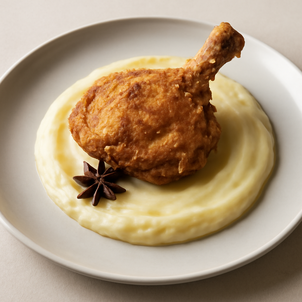 Frittura di pollo su crema di patate all’anice stellato