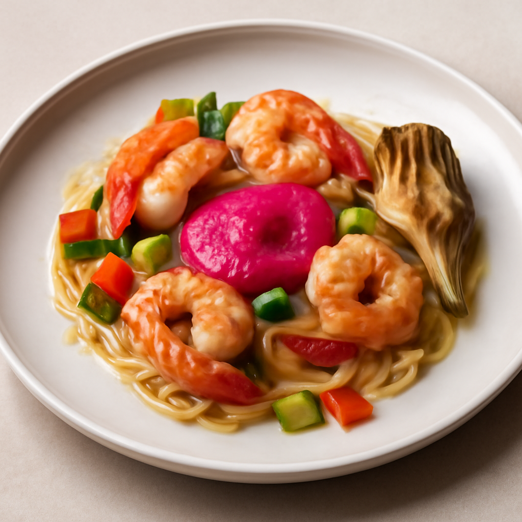 Gamberi in salsa di verdure e maionese di rapa rossa
