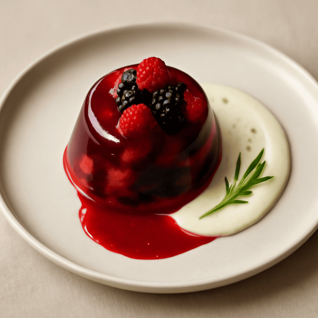 Gelatine ai frutti di bosco e crema al rosmarino