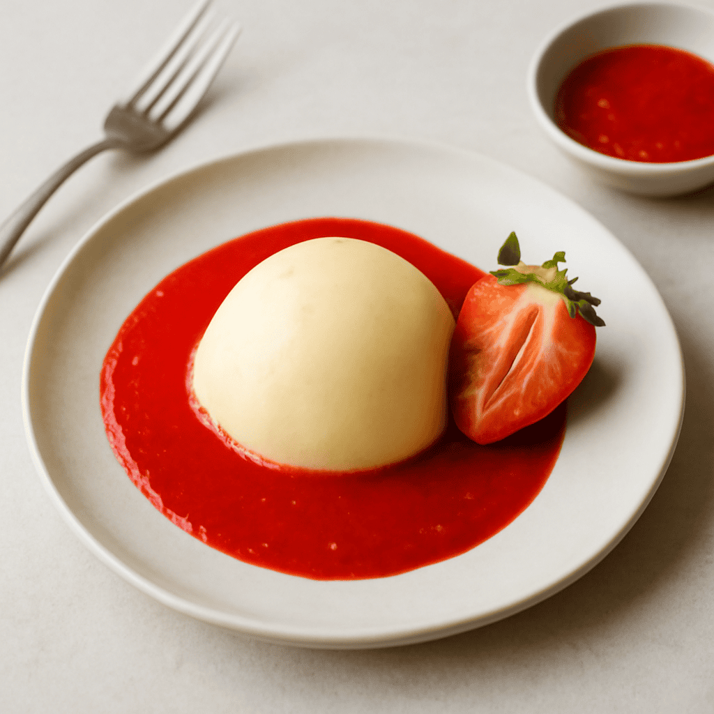 Gelo al limone con coulis di fragole