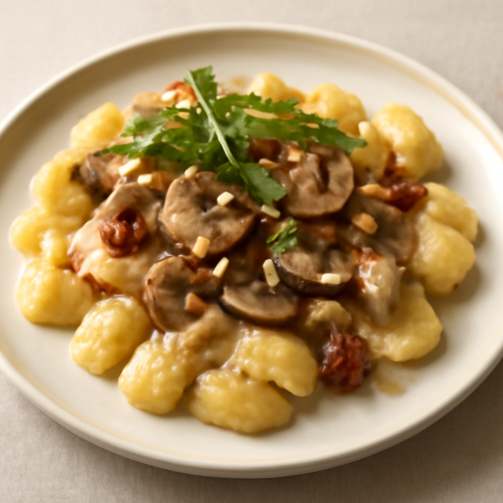 Gnocchi con salsa ai funghi