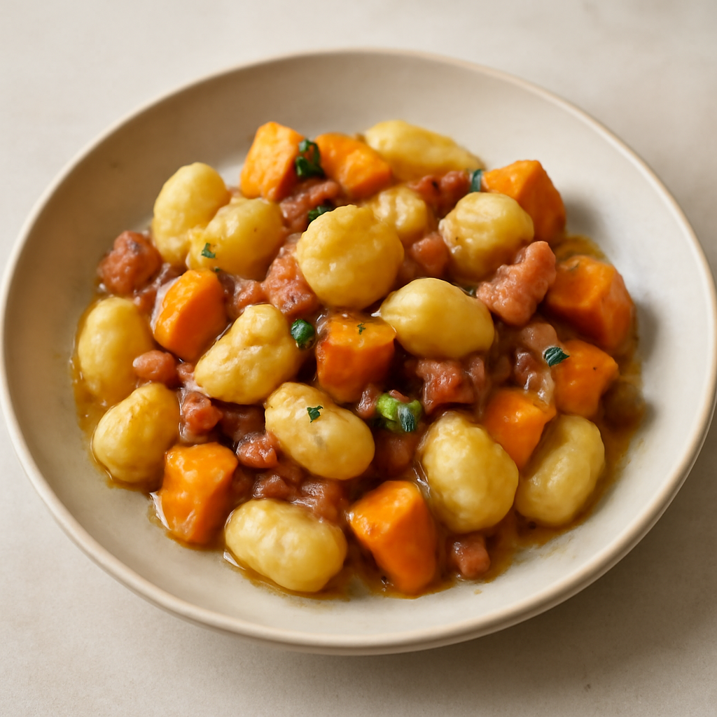 Gnocchi con zucca e pancetta
