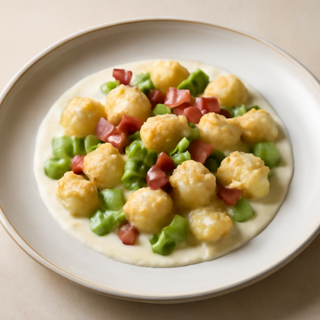Gnocchi di fave e crema al pecorino