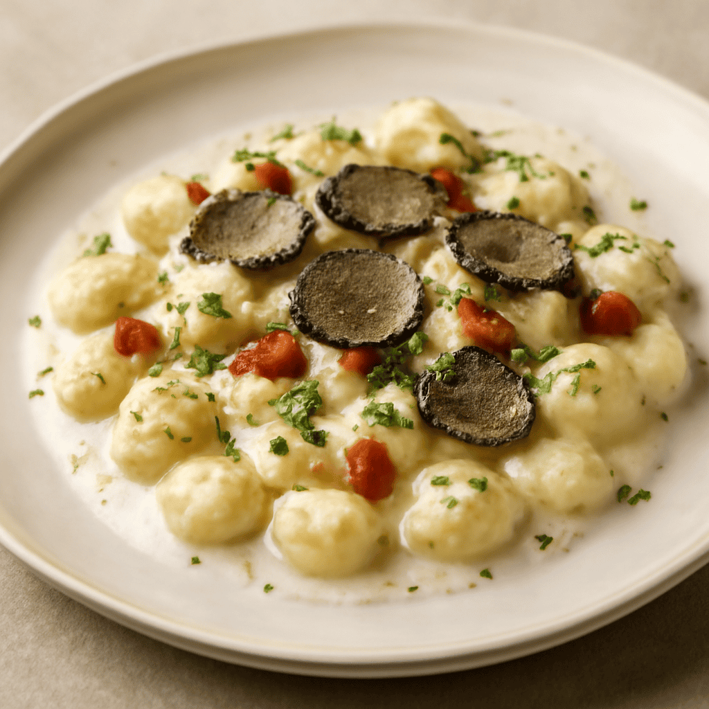 Gnocchi di patate con crema di panna e tartufo