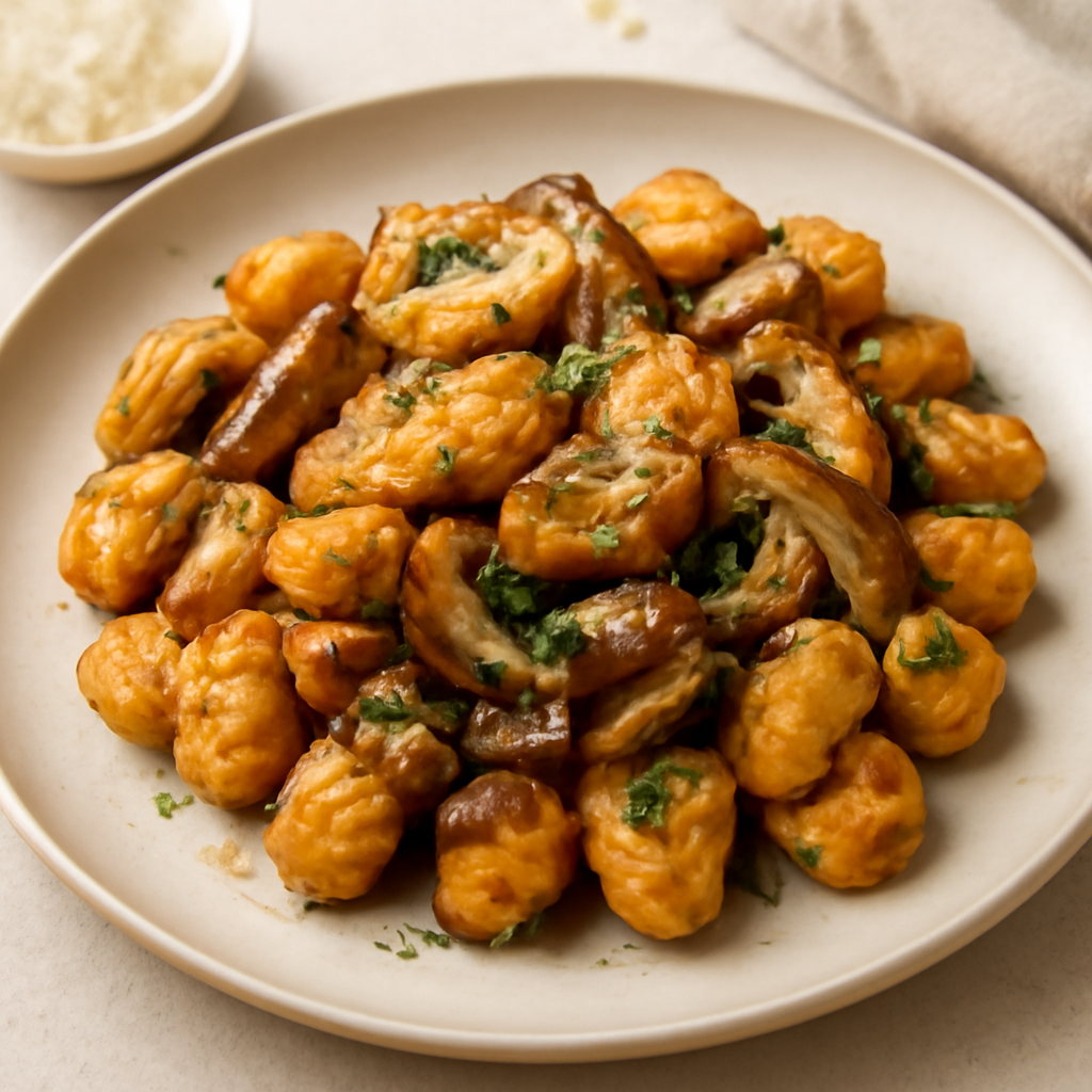 Gnocchi di zucca ai funghi porcini