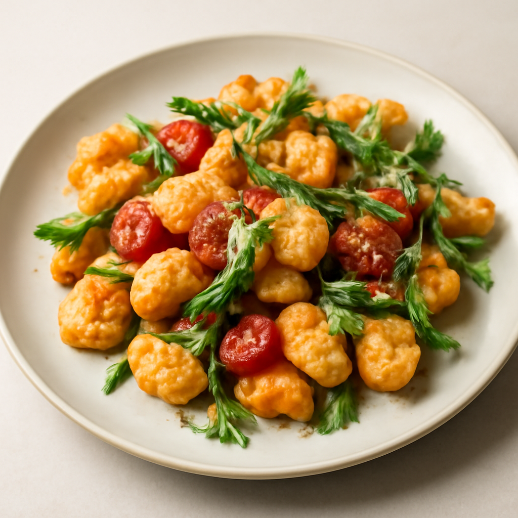Gnocchi di zucca con pomodorini e rucola