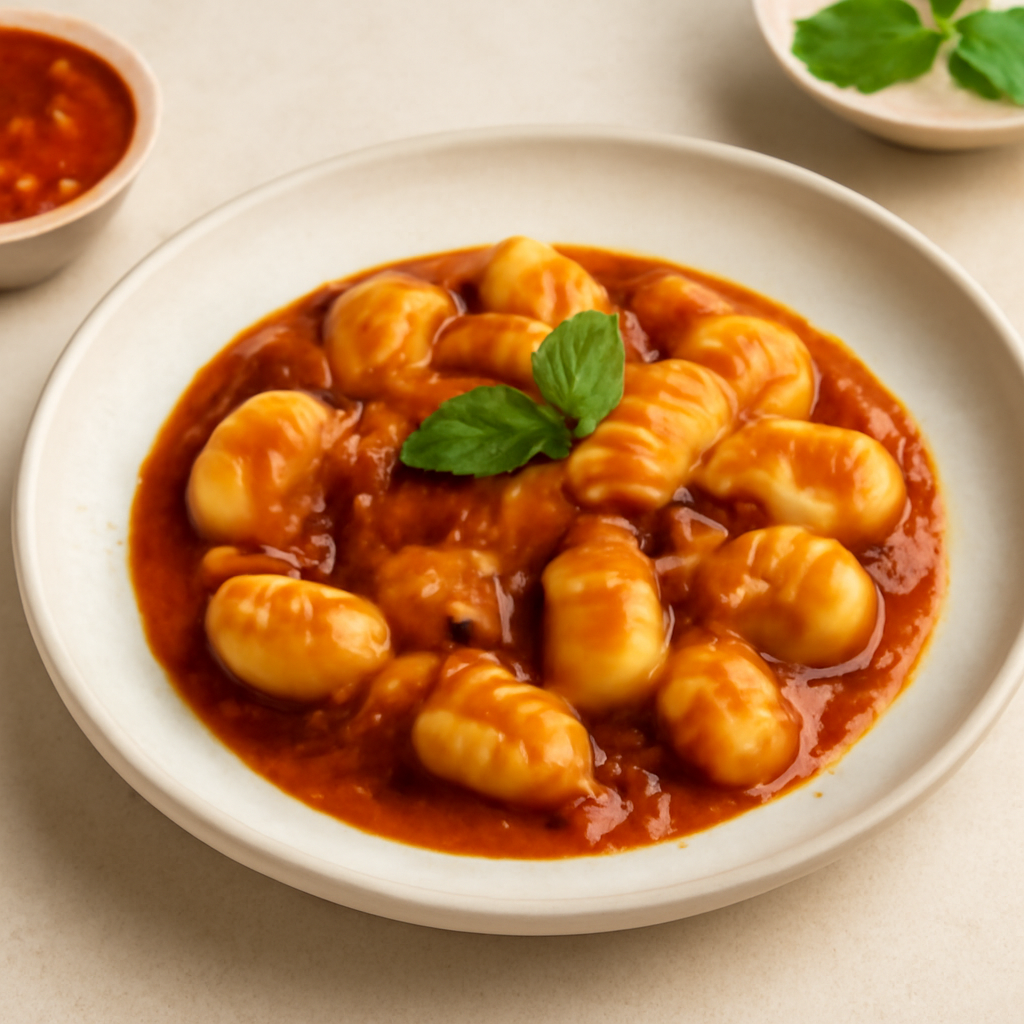 Gnocchi in Salsa di cipolla e aceto all’arancia