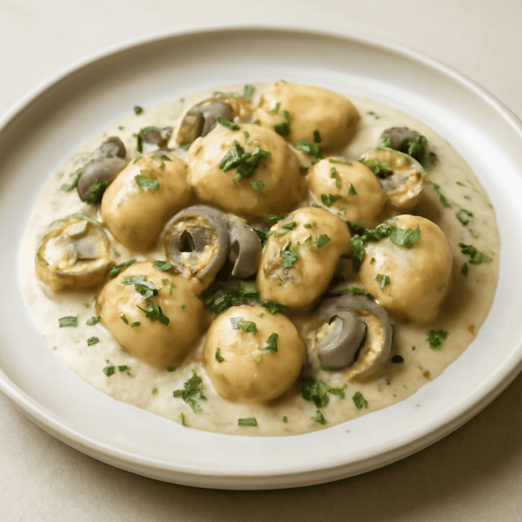 GNOCCHI RIPIENI AL TALEGGIO CON CREMA AI FUNGHI