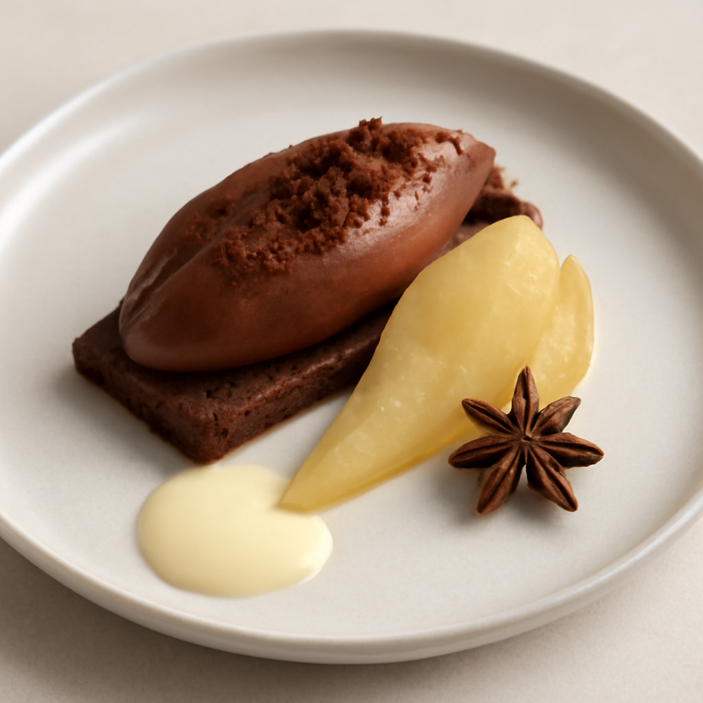Incontro tra cioccolato, pere e anice