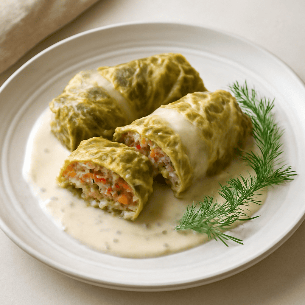 Involtini di verza con panna acida