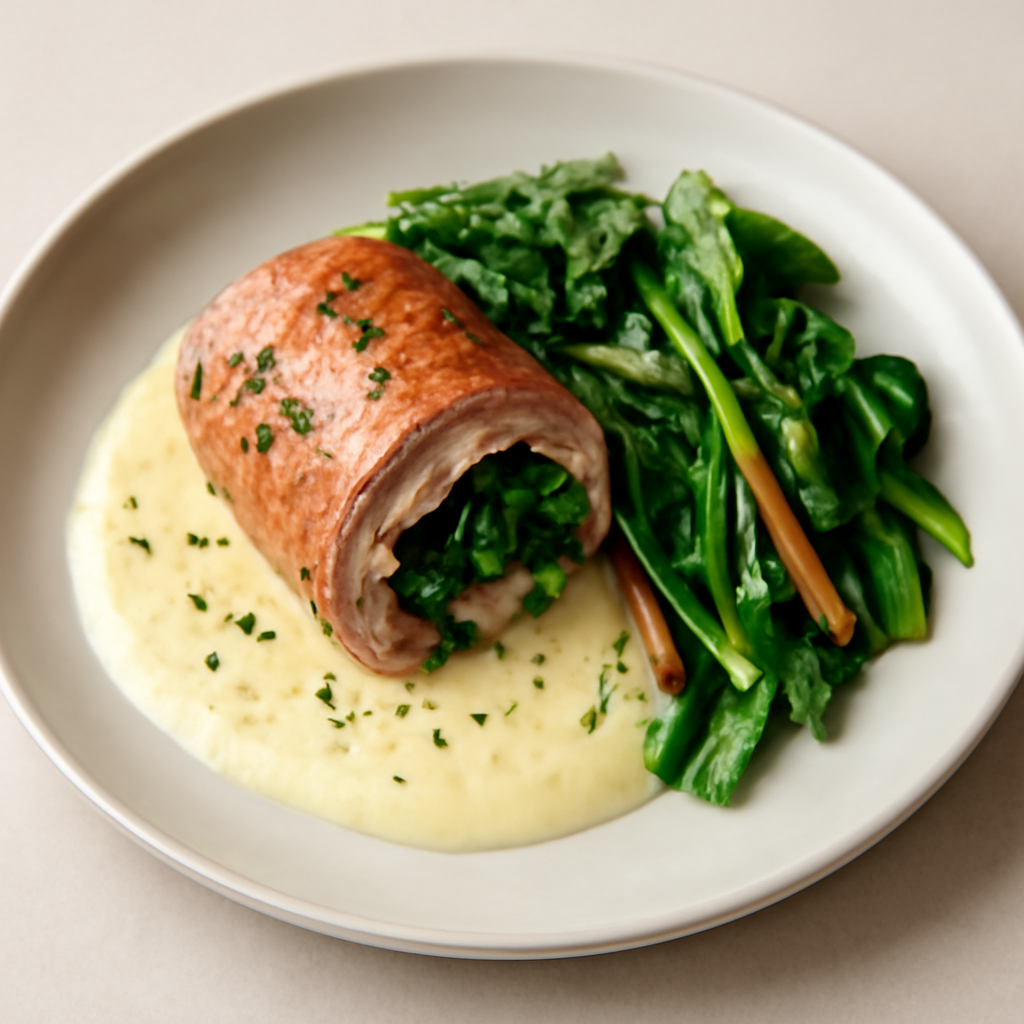 involtino di fesa di vitello con verdure fresche e fonduta al formaggio