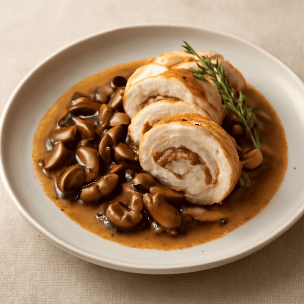 Involtino di petto di pollo ai funghi