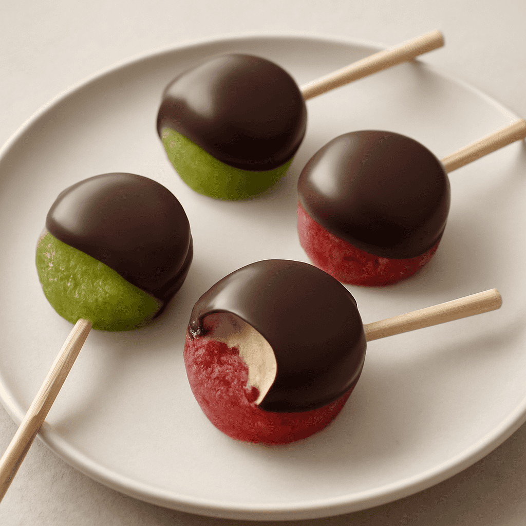 lollipop di cioccolato e frutta