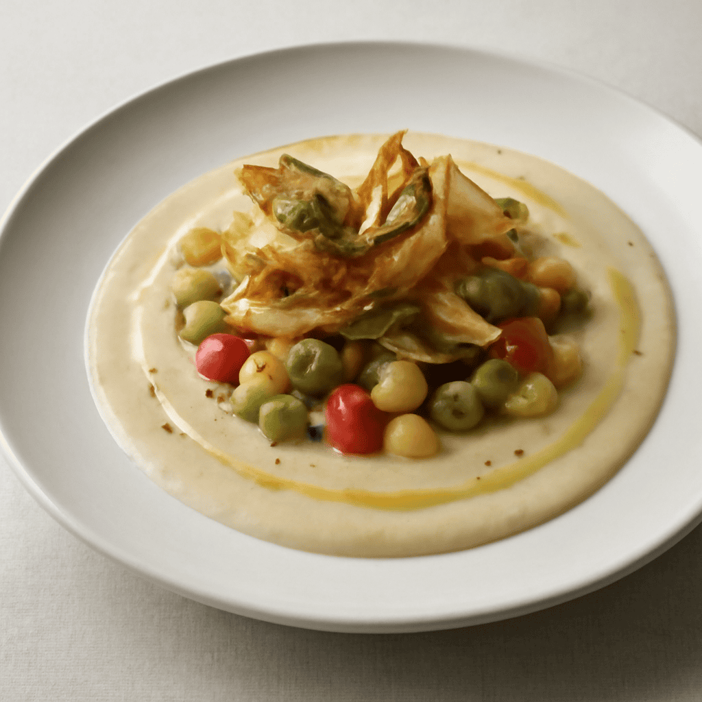 l’orto in crema con chips di carciofi e porri