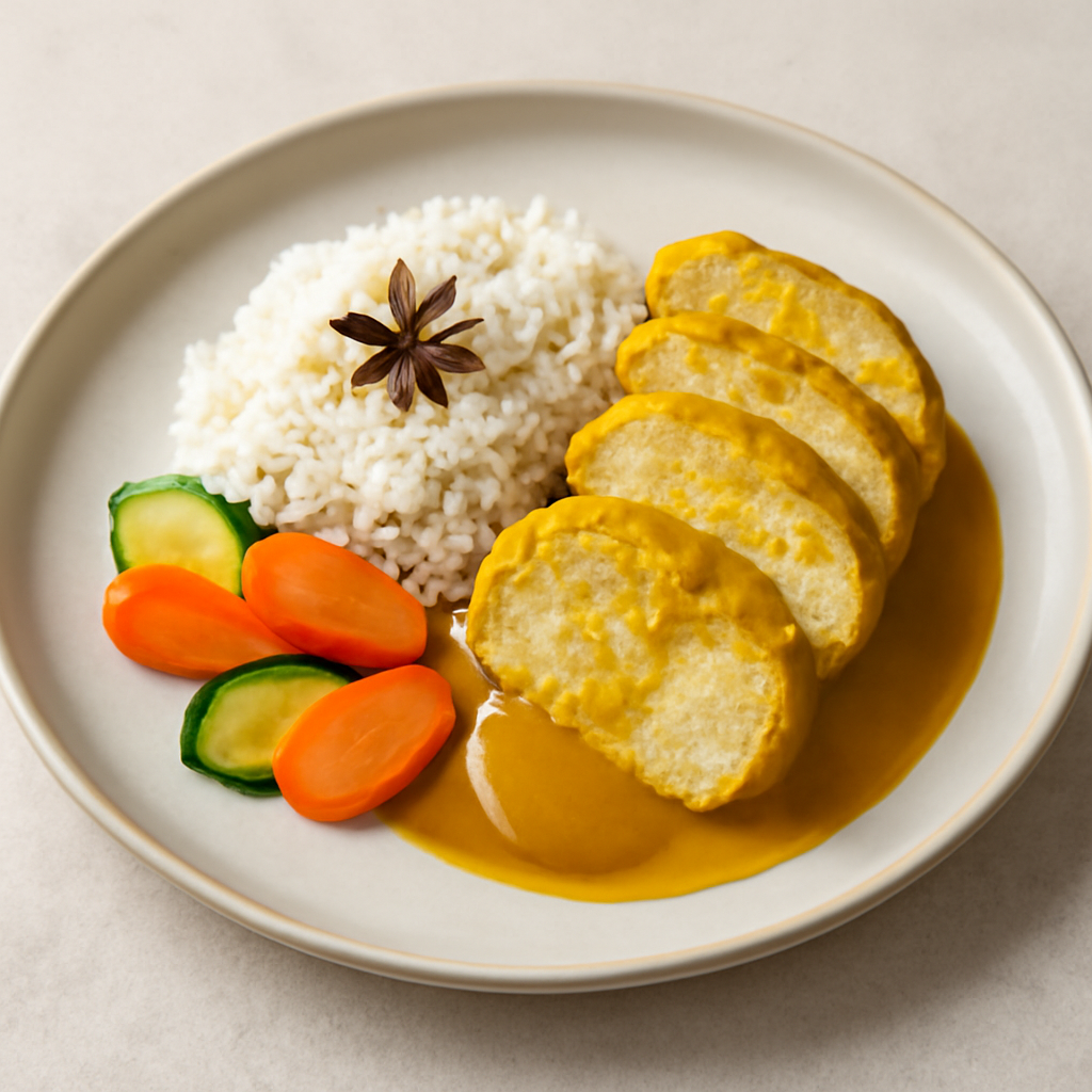 Maiale alla curcuma e salsa al ginger con riso basmati all’anice