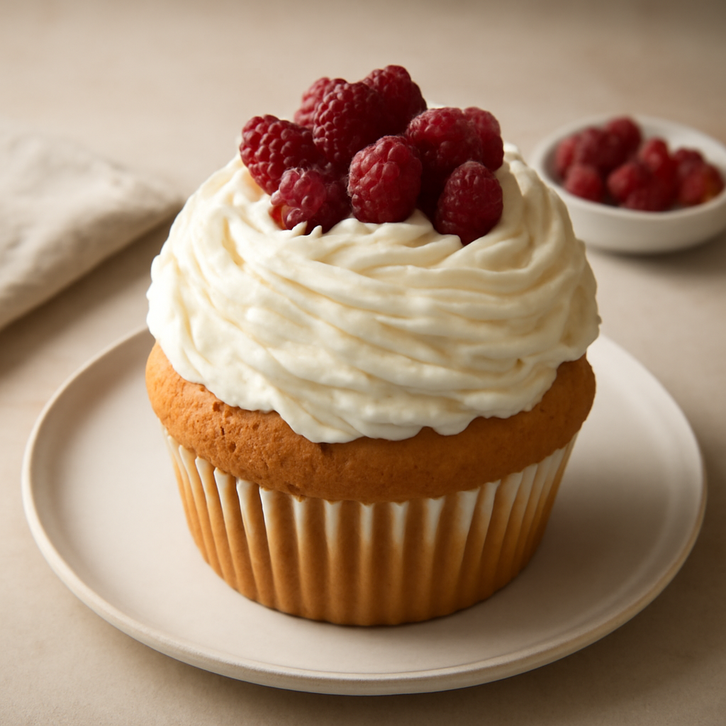 Maxi Cupcake alla crema chantilly e lamponi