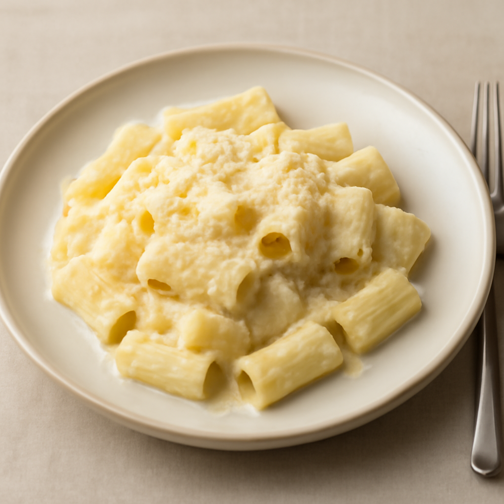 mezze maniche con salsa ai formaggi
