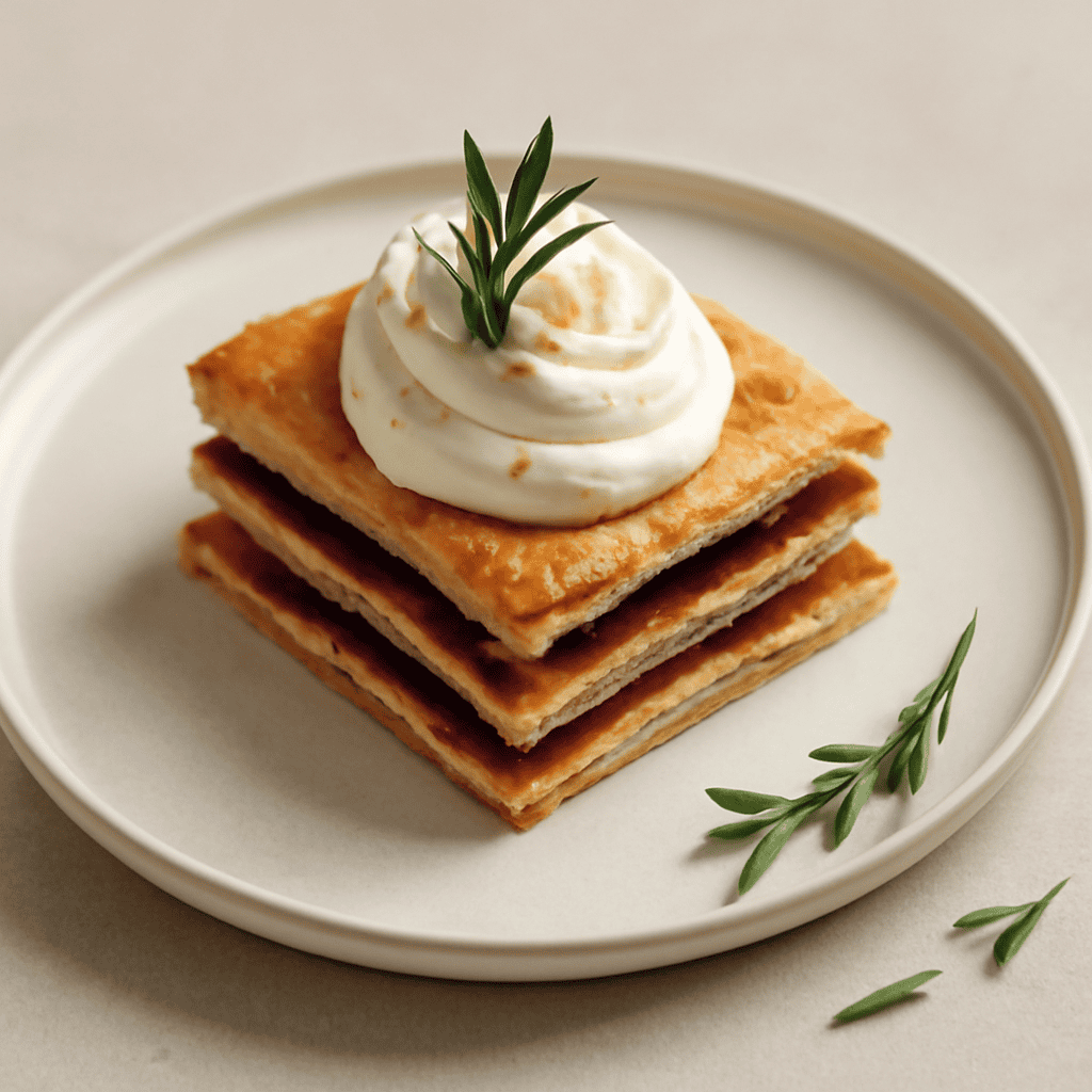 millefoglie al merlot con chantilly aromatizzata al rosmarino