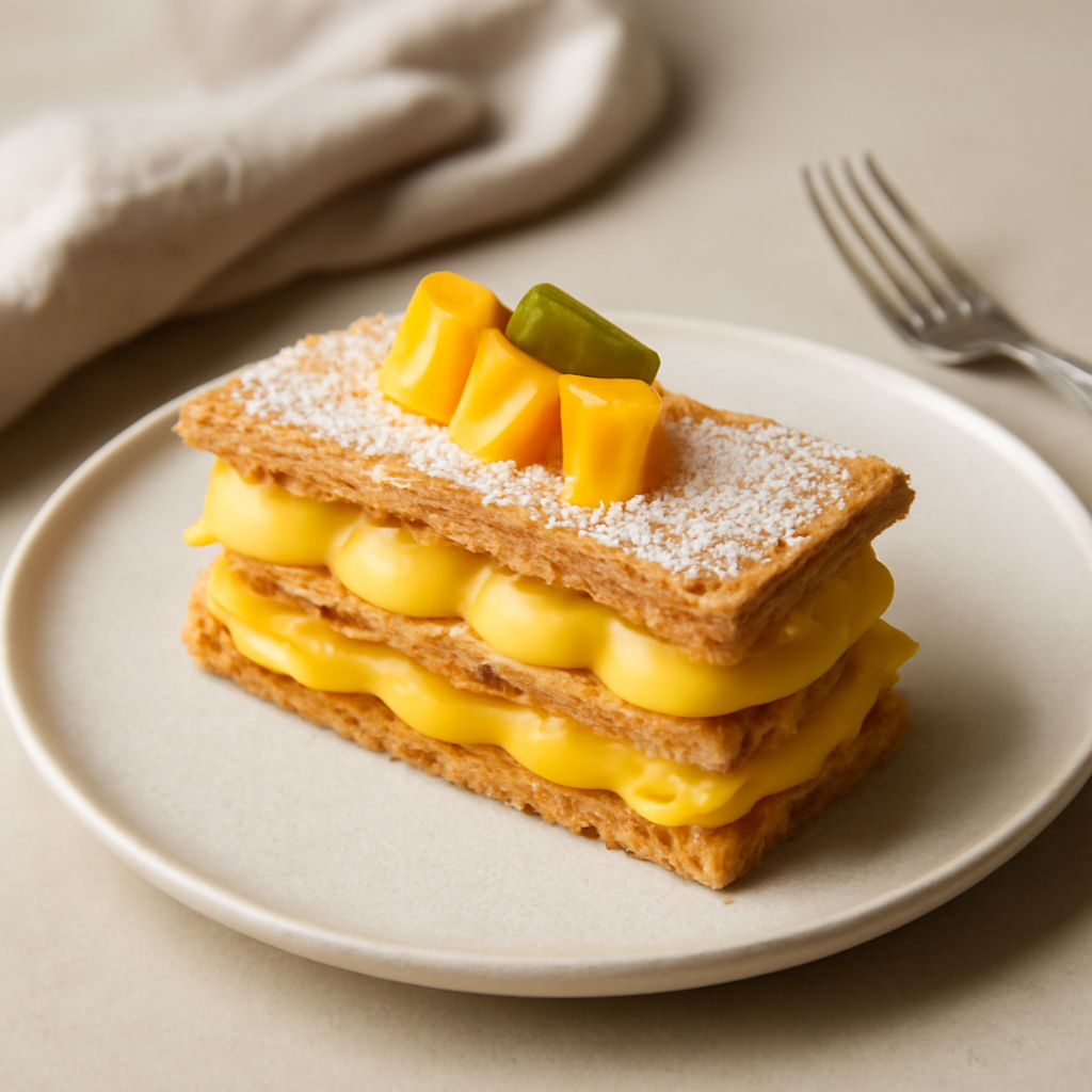 millefoglie classica con crema pasticcera al mango