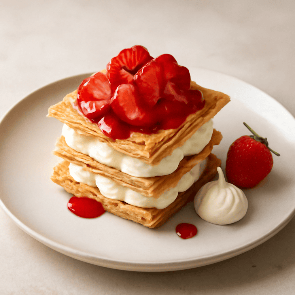 MILLEFOGLIE CON CREMA DI MASCARPONE E FRAGOLE