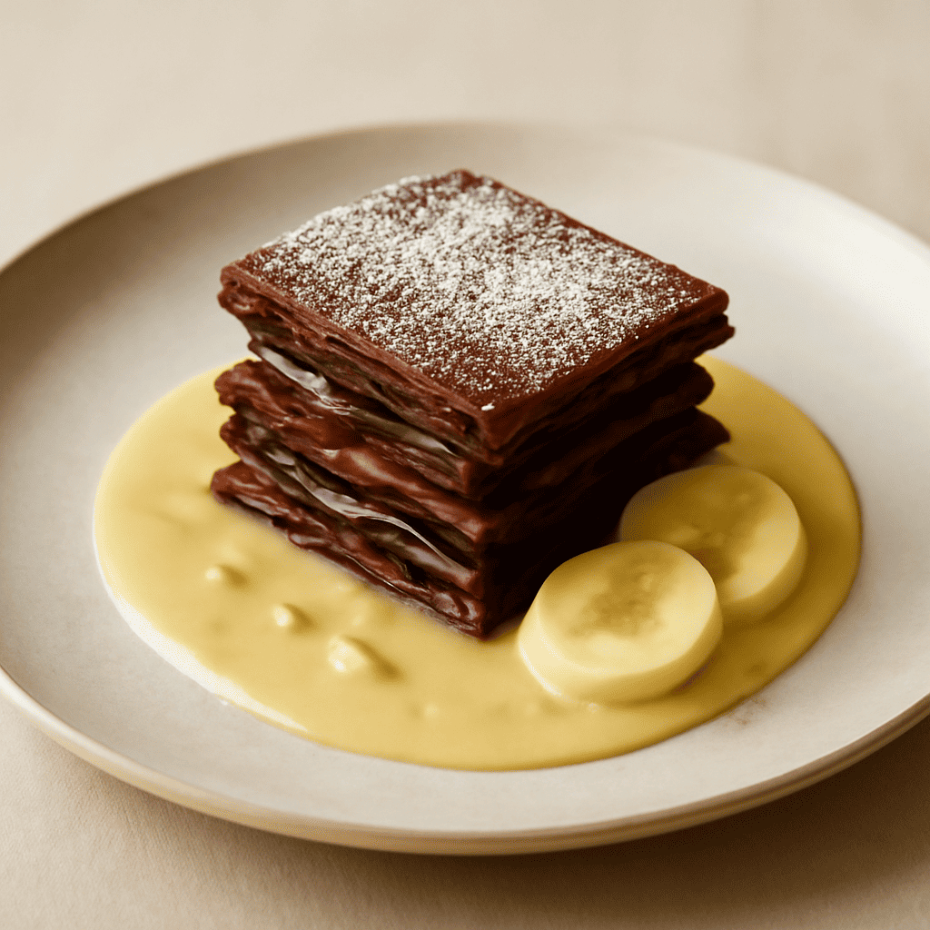 Millefoglie di cioccolato con salsa alla banana