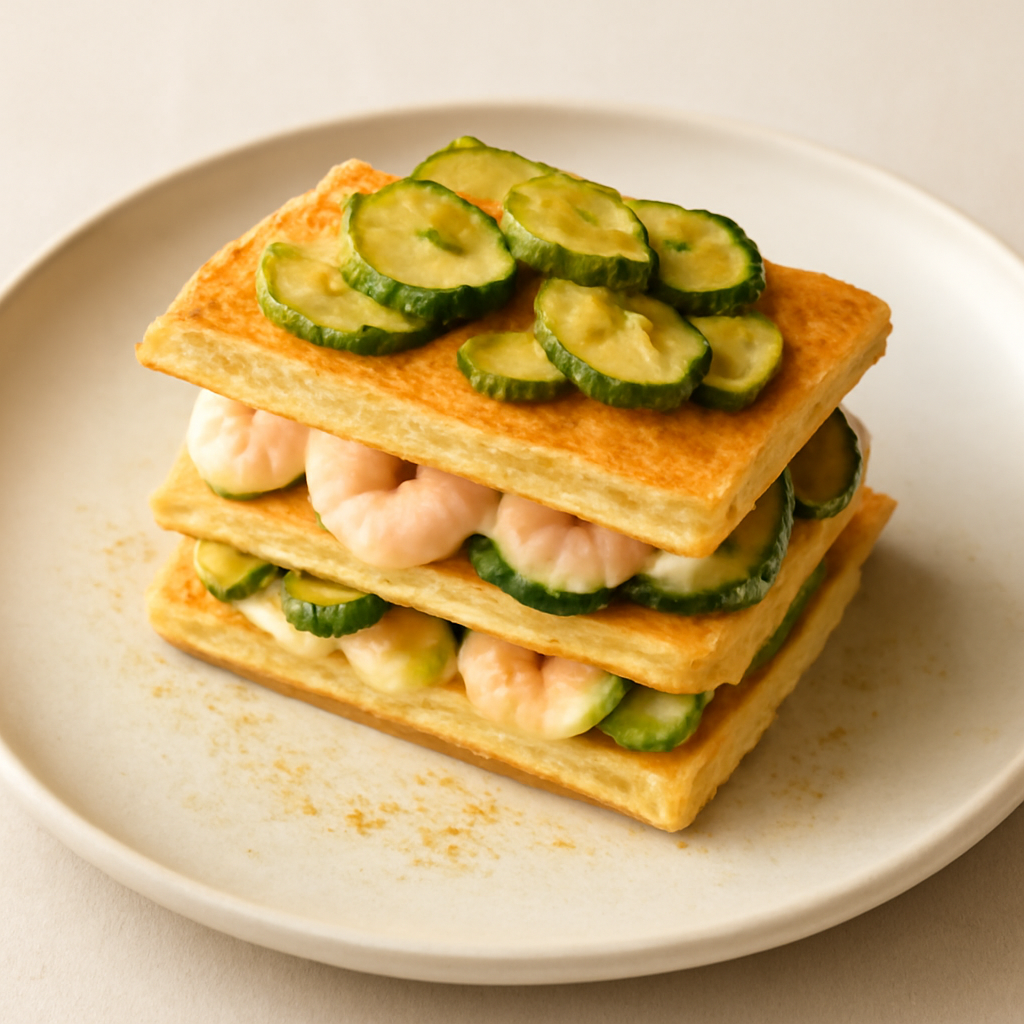 Millefoglie di gamberetti e zucchine al curry