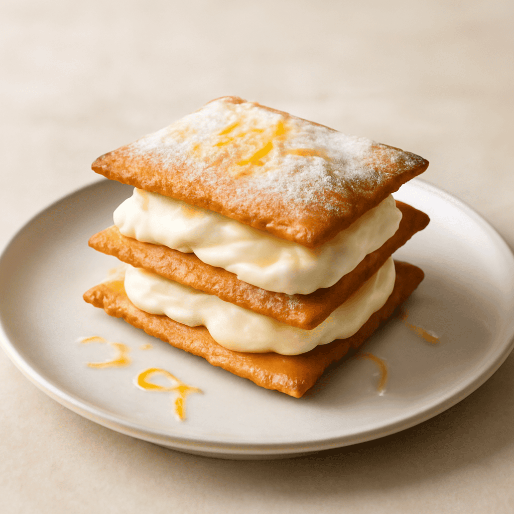 Millefoglie di grostoli con crema al mascarpone